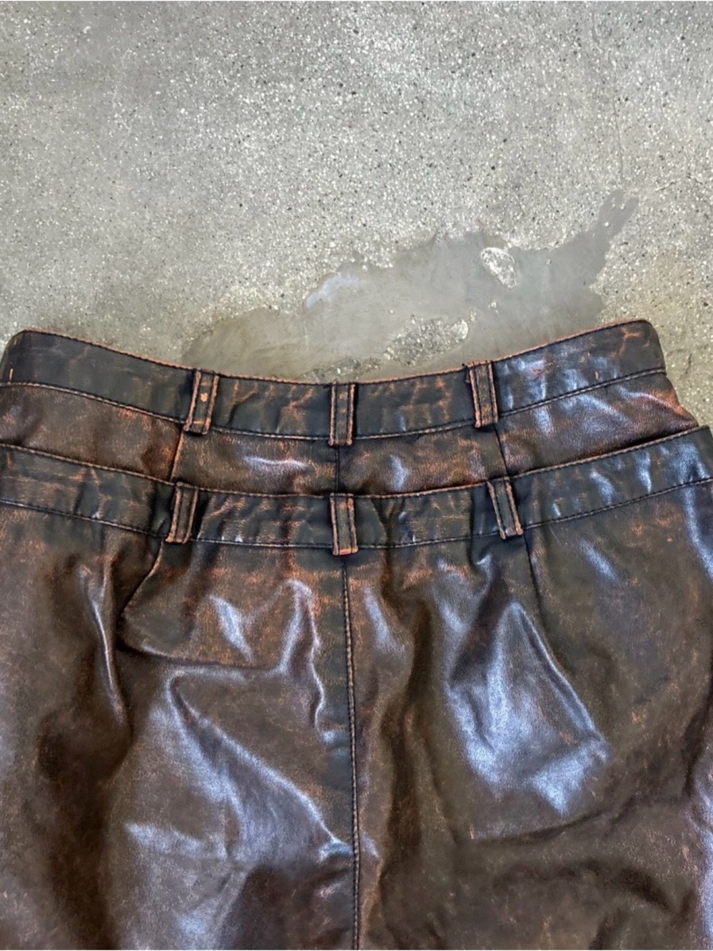 Alberto Makali Brown Faux Leather Flare Pants - Picture 10 of 12